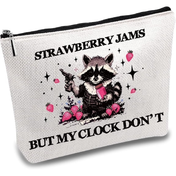 Raccoon Makeup Bag Women Travel Toiletry Bag Canvas Cosmetic Pouch Zipper Pouches Western Accessories Raccoon Gifts for DIY