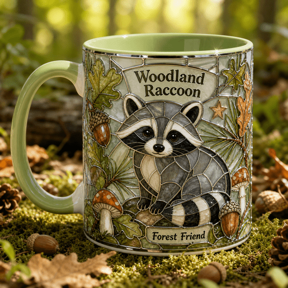 Raccoon Mug 3D Effect Woodland Animal Gift for Forest Wildlife Lovers