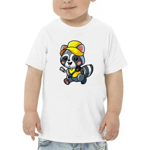 Raccoon Plays Badminton T-Shirt Toddler -Image by Shutterstock, 2 Toddler