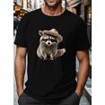 thumbnail image 1 of Raccoon Print Men's Short Sleeve T-shirts, Comfy Casual Tops, 1 of 9