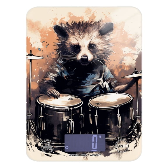Raccoon Rack Drum Food Scale Digital Kitchen Scale Waterproof Tempered Glass Tare Function 11 lb for Baking Cooking Meal Prep