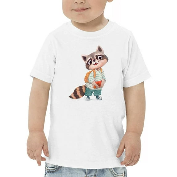 Raccoon Ready For School T-Shirt Toddler -Image by Shutterstock, 4 Toddler