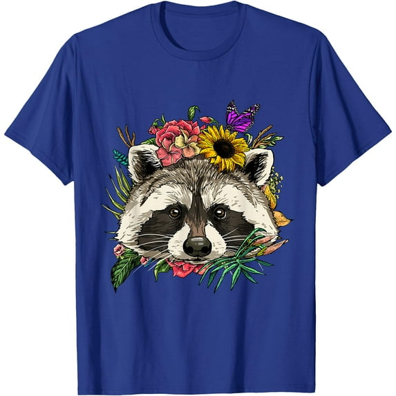 Raccoon Shirt Floral Raccoon Face Trash Panda Raccoon Lover Unisex T-Shirt for Men Women Kids Toddler
