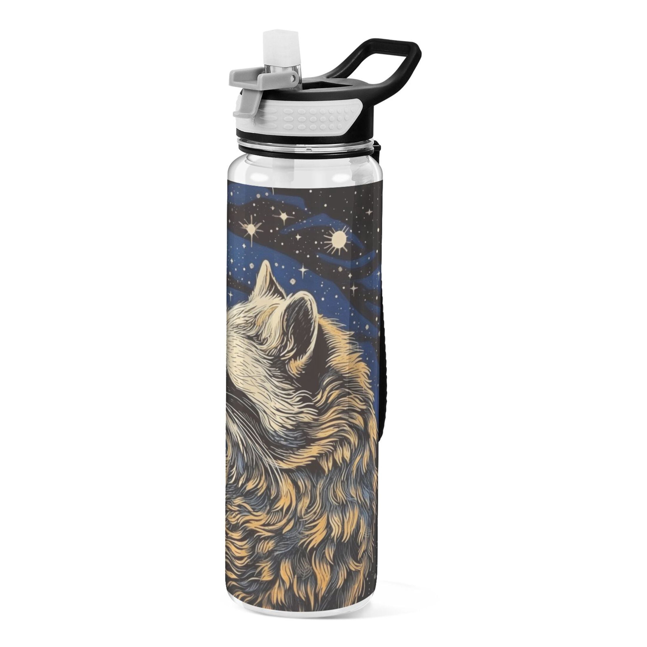 Raccoon Space Universe Sports Water Bottle Portable Travel Mug