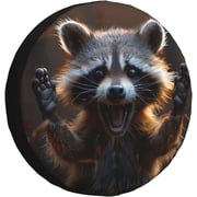 Raccoon Spare Tire Cover Weatherproof Universal Wheel Protectors Wheel Covers for RV Camper Travel Trailer SUV Truck 14 Inch