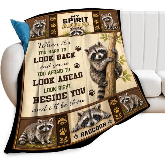 Raccoon Spirit Animal Throw Blanket Cute Raccoon Quotes Fleece Blanket ...