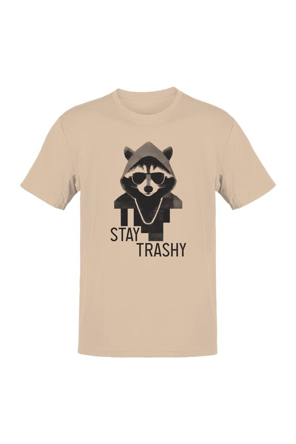 Raccoon Stay Trashy Graphic Men's Natural T-Shirt