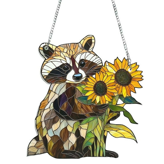 Suncatcher Ornament - Stained Glass Style Acrylic Sunflower Window Hanging Decor for Nature Lovers, Cute Creature Light Catcher Home Garden Gift
