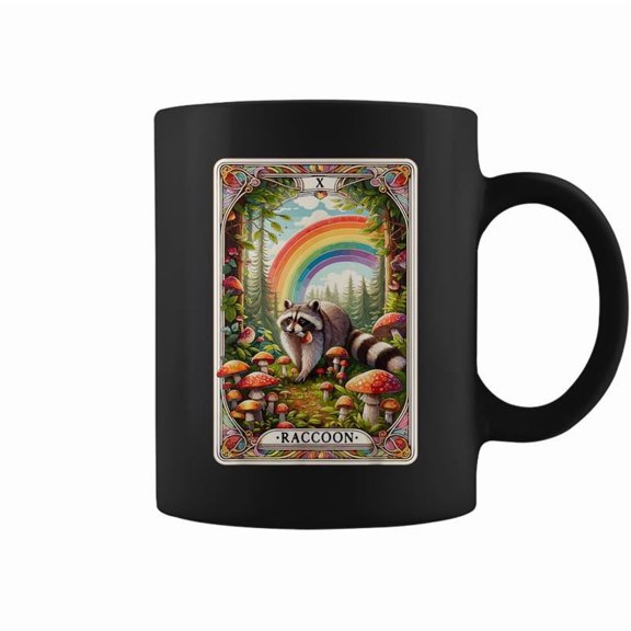 Raccoon Tarot Card Rainbow Mystic Goblincore Racoon Coffee Mugs