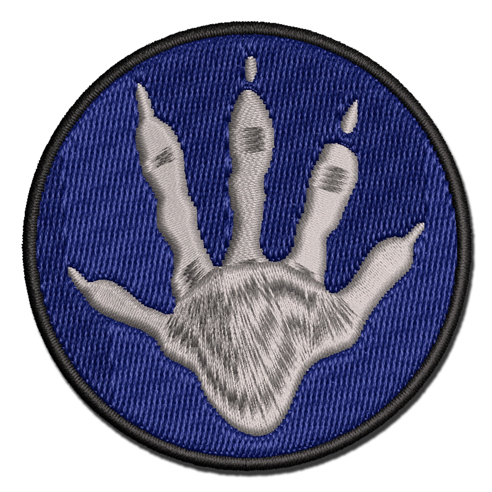 Raccoon Trash Panda Hand Print Applique Multi-Color Embroidered Iron-On Patch - 3.5 Inch Large