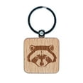 thumbnail image 1 of Raccoon Trash Panda Head Square Keychain Charm Tag - Engraved Wood, 1 of 6