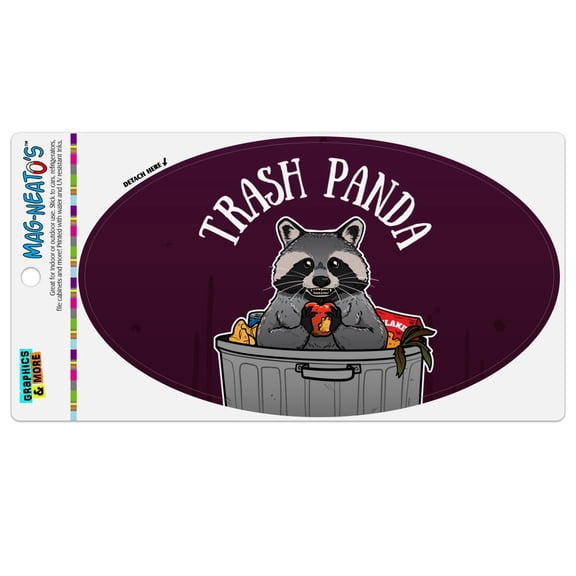 Raccoon Trash Panda in Garbage Automotive Car Refrigerator Locker Vinyl Euro Oval Magnet