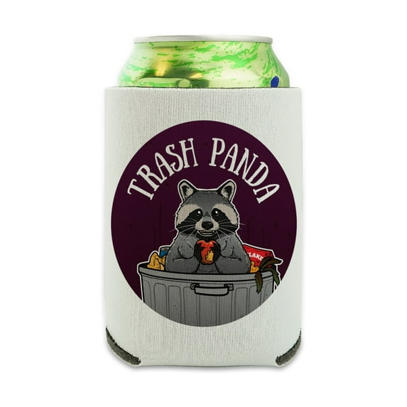 Raccoon Trash Panda in Garbage Can Cooler - Drink Sleeve Hugger Collapsible Insulator - Beverage Insulated Holder