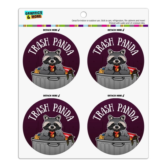Raccoon Trash Panda in Garbage Refrigerator Fridge Locker Vinyl Circle Magnet Set