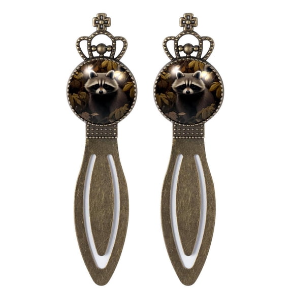 Raccoon Vintage Copper Crown-Shaped Bookmarks: Stainless Steel Book Accessories, Book Markers for Book Lovers - Set of 2 Bookmarks