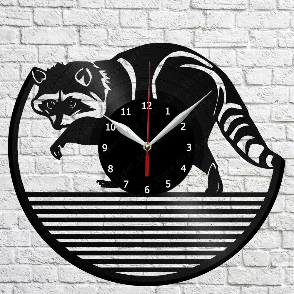 Raccoon Vinyl Record Wall Clock Home Fan Art Decor Vintage Wall Art ...
