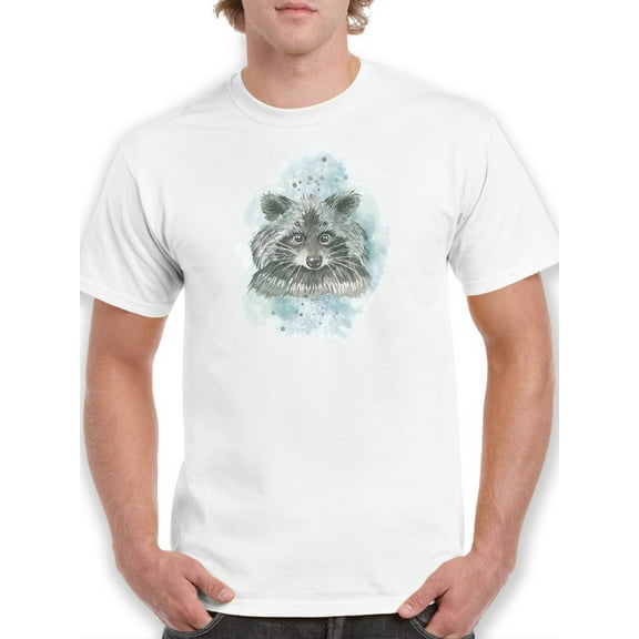 Raccoon Watercolor Design Men T-Shirt, Male Small