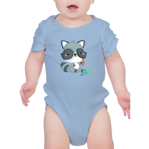 Raccoon With Crayons Bodysuit Infant -Image by Shutterstock, 24 Months