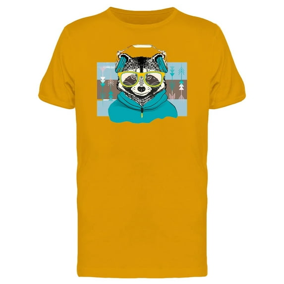 Raccoon With Headphones T-Shirt Men -Image by Shutterstock, Male 3X-Large