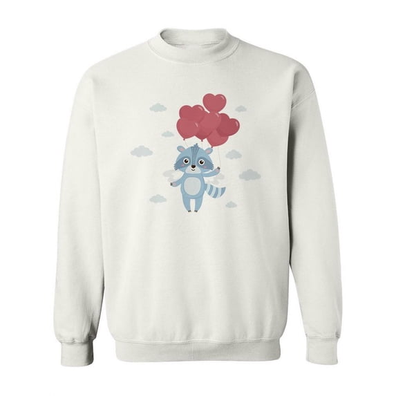 Raccoon With Heart Balloon Sweatshirt Women -Image by Shutterstock, Female 3X-Large