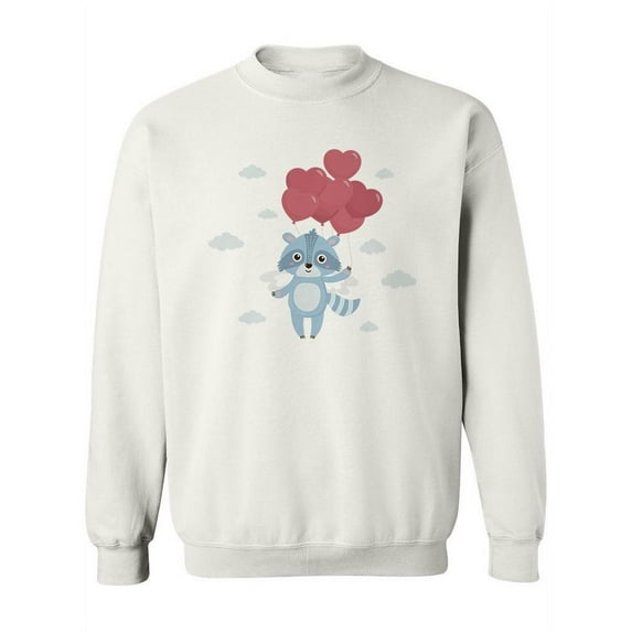 Raccoon With Heart Balloon Sweatshirt Women -Image by Shutterstock, Female x-Large