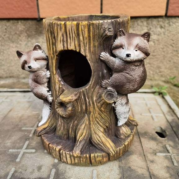 Raccoon bird feeder resin statue bird feeder garden windowsill balcony ornaments