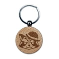thumbnail image 1 of Raccoon with English Derby Bowler Hat Round Keychain Charm Tag - Engraved Wood, 1 of 6