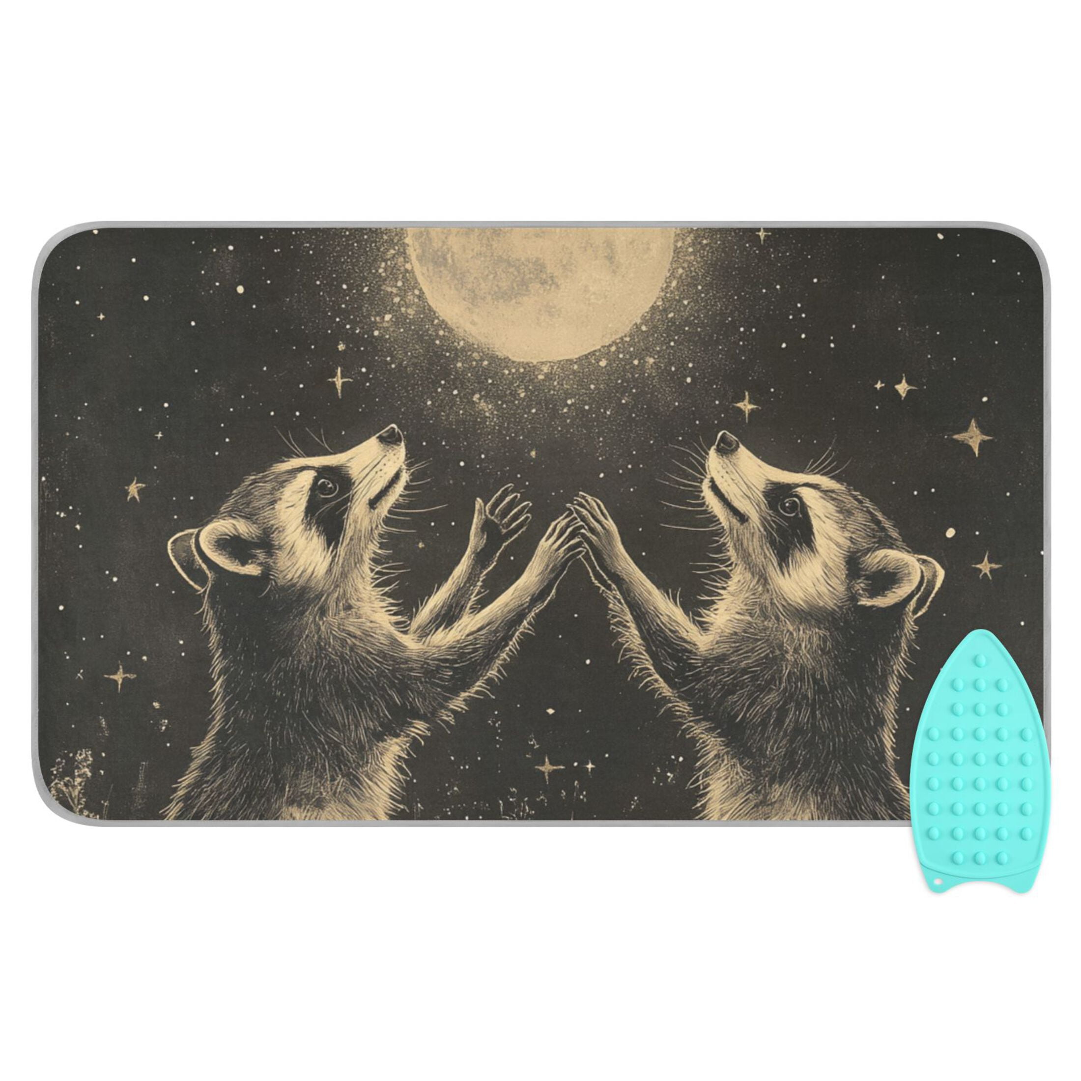 Raccoons Moon Stars Ironing Board Covers Heat Resistant Ironing Pad Mat Portable for Travel Washer Dryer Table