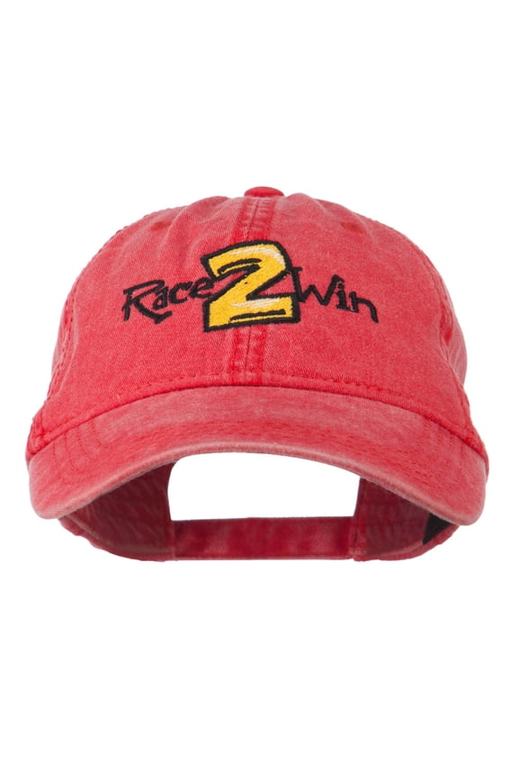 Race 2 Win Embroidered Washed Cap - Red OSFM