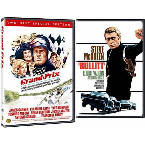 Race Action Double Feature Collection Bullitt + Grand Prix 2-DVD Bundle Steve McQueen James Garner