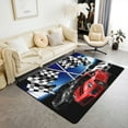 thumbnail image 1 of Race Car Area Rug 5x7 Ft Decorative Non-Slip Washable Rugs for Kids Boys Men Women Bedside Large Carpet for Racing Enthusiasts, Racing Flag Decorative Accent Rug for Racer Bedroom Decor Living Room, 1 of 6