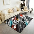 thumbnail image 1 of Race Car Area Rug 5x7 Ft Decorative Non-Slip Washable Rugs for Kids Boys Men Women Bedside Large Carpet for Racing Enthusiasts, Racing Flag Decorative Accent Rug for Racer Bedroom Decor Living Room, 1 of 6