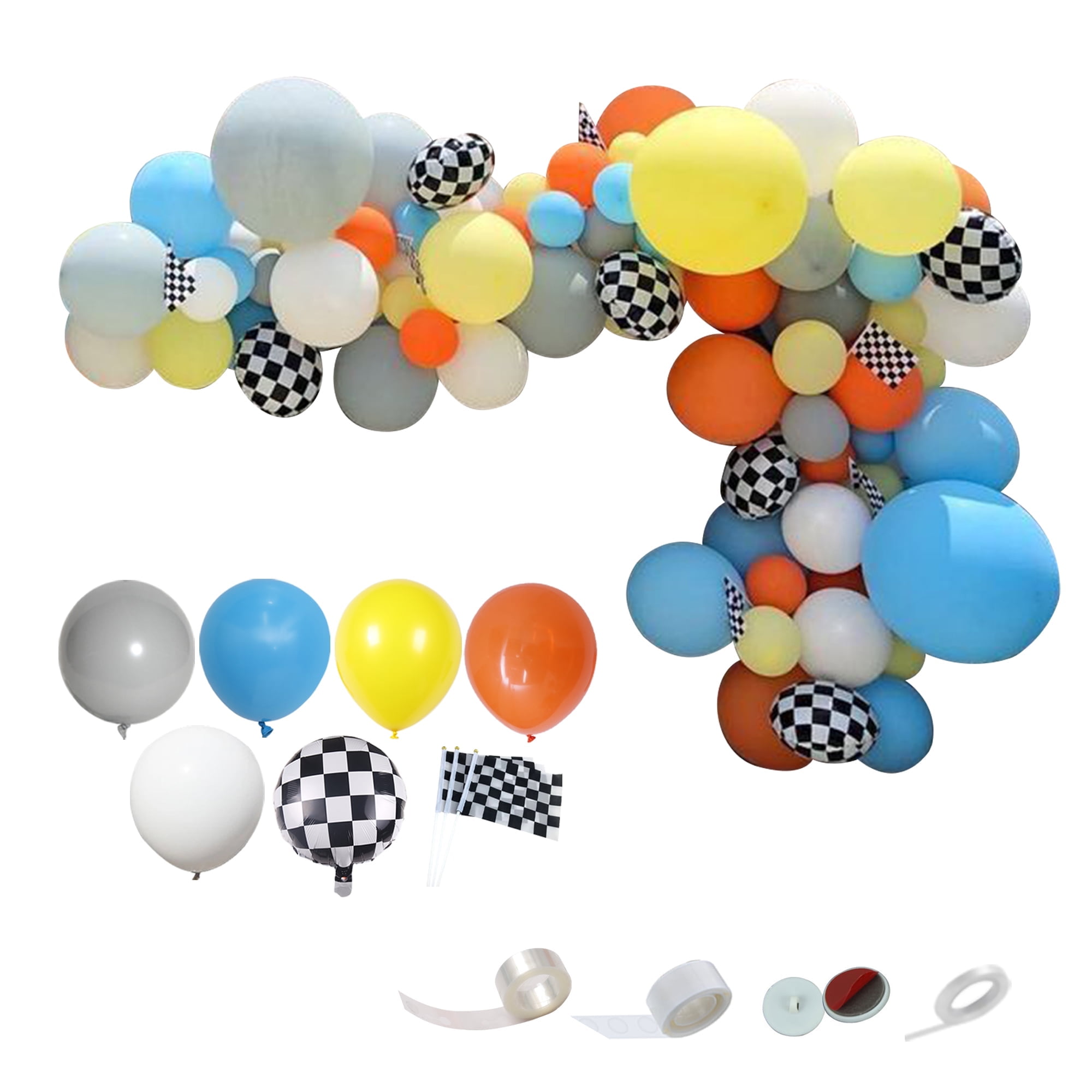 Race Car Balloons Combination,106PCS Matte Yellow Blue Grey Orange ...