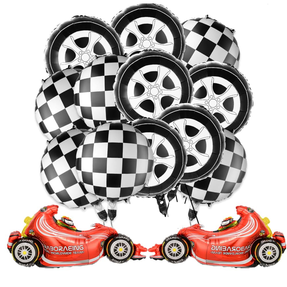Race Car Balloons14PCS Tire Balloon Car Wheel Balloons Baby Shower Kids Two Fast Speedy for Racing Theme Birthday Party Decoration Hot Wheels Party Supplies O1