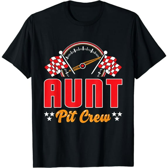 Race Car Birthday Party Matching Family Aunt Pit Crew T-Shirt