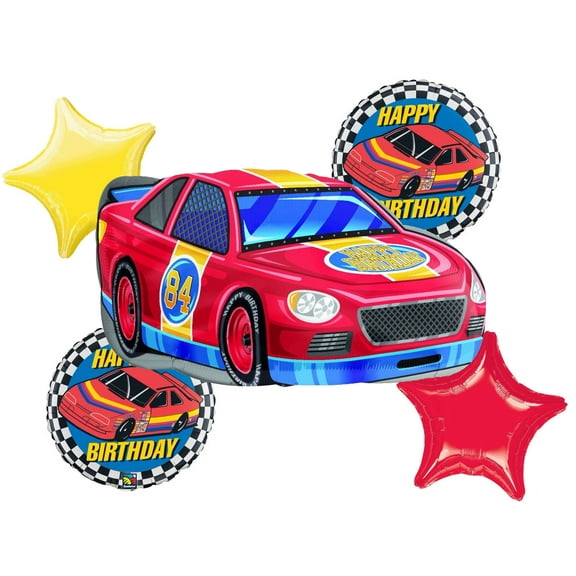 Race Car Birthday Party Supplies 5pc Balloon Bouquet Decorations