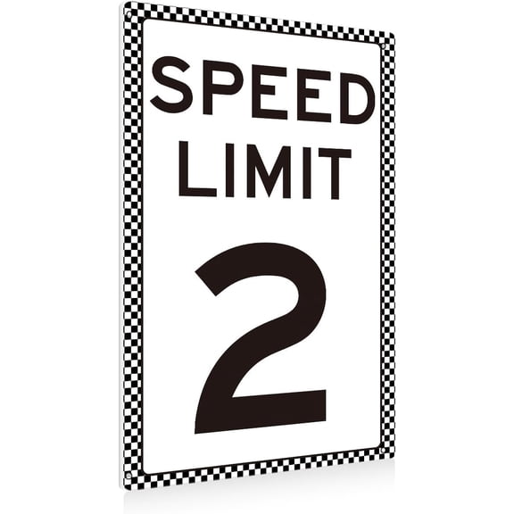 Race Car Birthday Party Tin Sign, Speed Limit 2, 8x12 Inches, Let's Go Racing Party Decoration for Race Fans