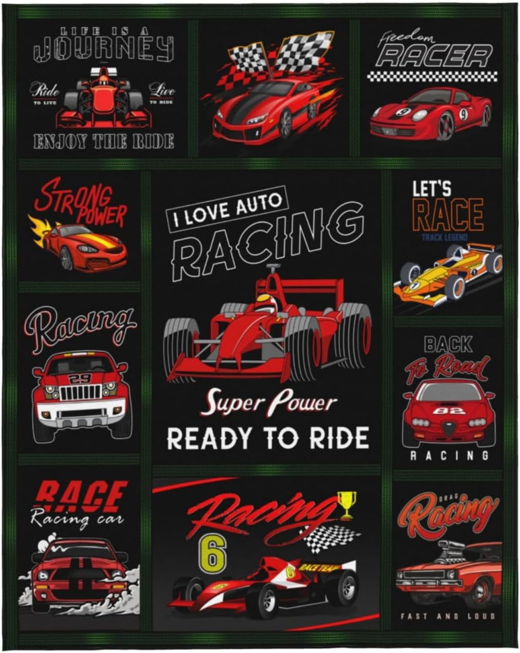 Race Car Blanket for Adults Boys Kids, Cool Cars Blanket, Soft Cozy Kids Bedding Fleece Blanket, Gift Blanket for Racing Fans, Race Car Flannel Fleece Blanket, Red Black,40"x50"