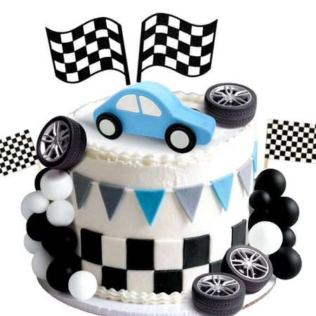 Race Car Cake Decorations Set - Racing Theme Party Toppers