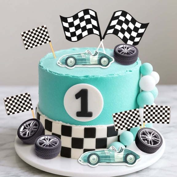 Race Car Cake Topper Set - Vintage Racing Decor for Party