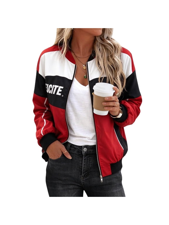 Race Car Driver Jacket Women Y2k Zip Up Varsity Raing Bomber Jackets