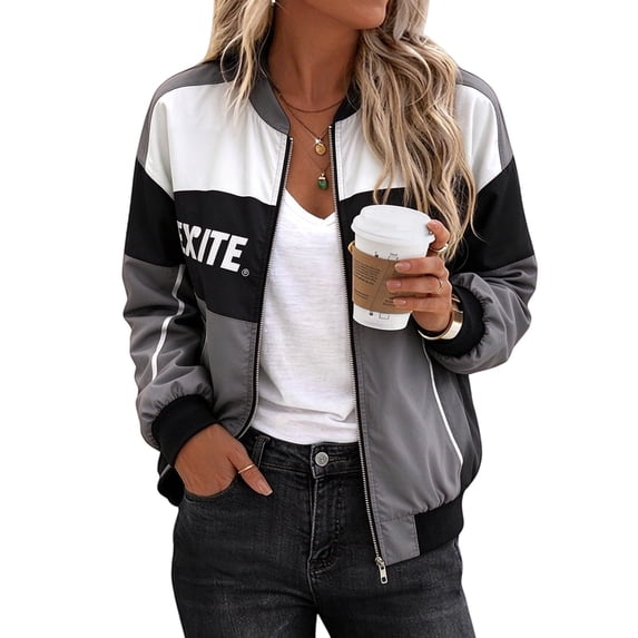 Race Car Driver Jacket Women Zip Up Streetwear F1 Jacket Varsity Outfit