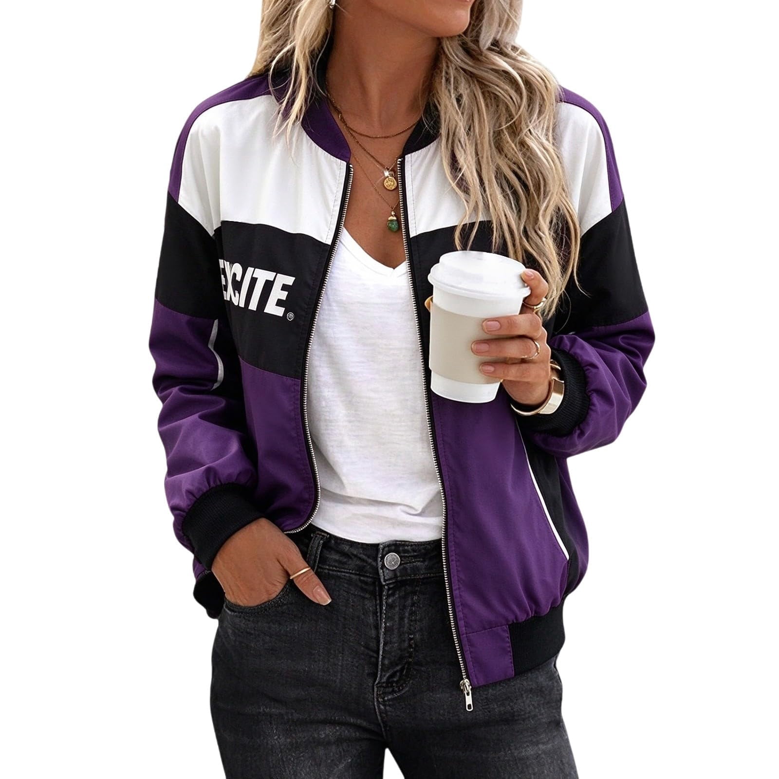 Race Car Driver Jacket Women Zip Up Streetwear F1 Jacket Varsity Outfit ...