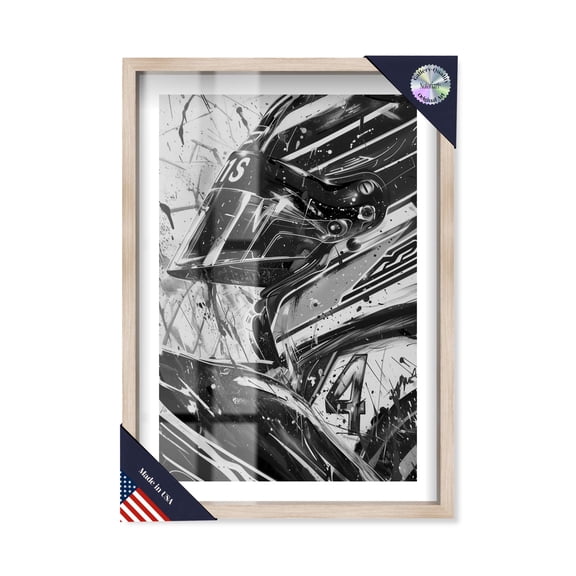 Race Car Driver Shadowbox Print Sports Framed Prints by Notoriart, Blonde Frame, 11 x 16