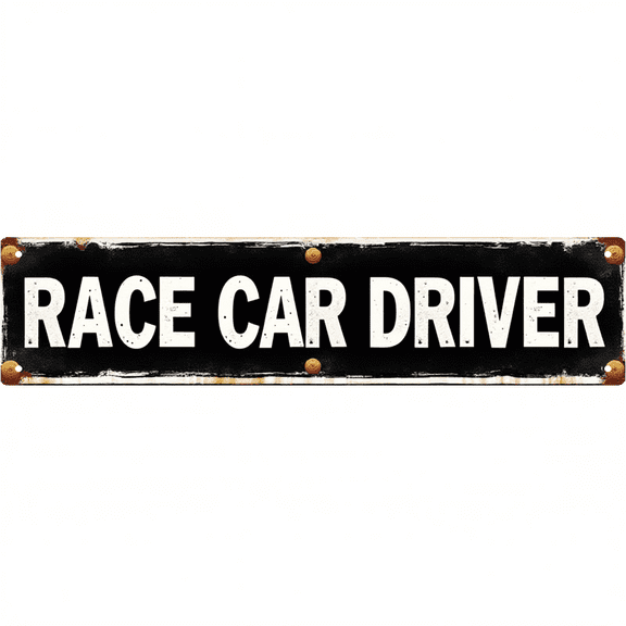 Race Car Driver Tin Decor 16*4 Inches "RACE CAR DRIVER" Garage/Man Cave Wall Art - Retro Automotive Accent, Racing Decor, Garage Metal Sign