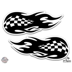 Race Car Flames - 2" Each Vinyl Stickers - For Car Laptop I-Pad Phone Helmet Hard Hat - Waterproof Decals