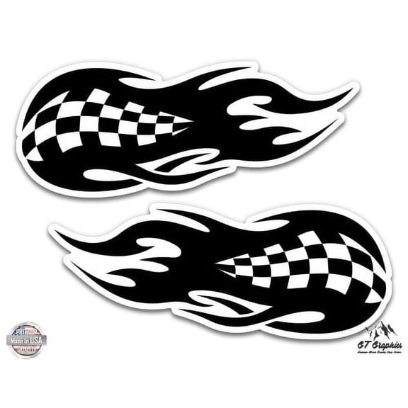 Race Car Flames - 2" Each Vinyl Stickers - For Car Laptop I-Pad Phone Helmet Hard Hat - Waterproof Decals