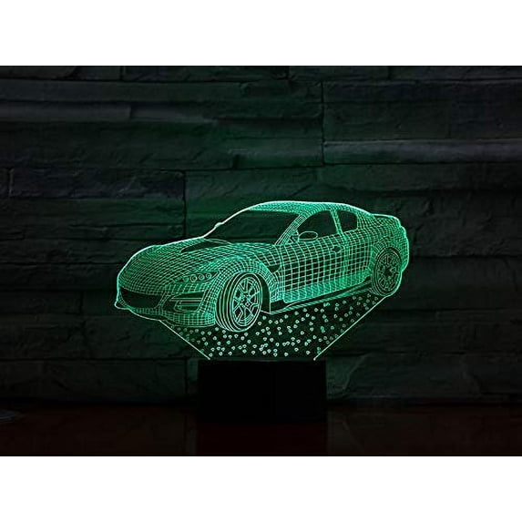 Race Car Lamp, Lamp for Teen Boys Room, Decorations Birthday, Valentines Gifts for Kids, Car Atmosphere Lamp, Remote Control 16 Colors, F1 Car Night Light Toys, Led Illusion Lamps Gifts Decor