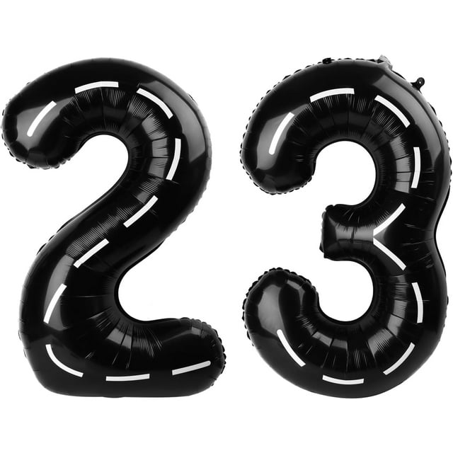 Race Car Number 23 Balloon 40 inch, Black 23 Number Balloons, 23rd