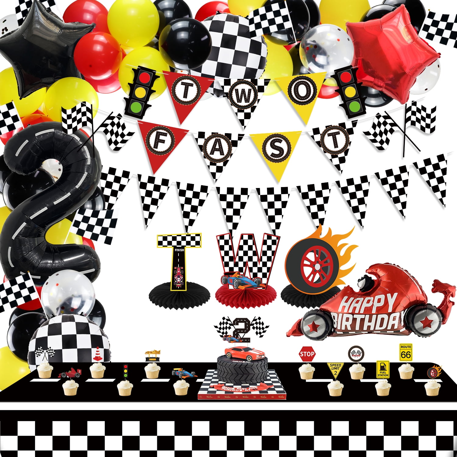 Race Car Party Supplies, Two Fast Birthday Party Decorations for Kid's